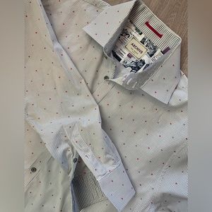 TED‎ BAKER ARCHIVE Mens Size 16.5 Stripe Printed Flip Cuff Button Up Shirt Long